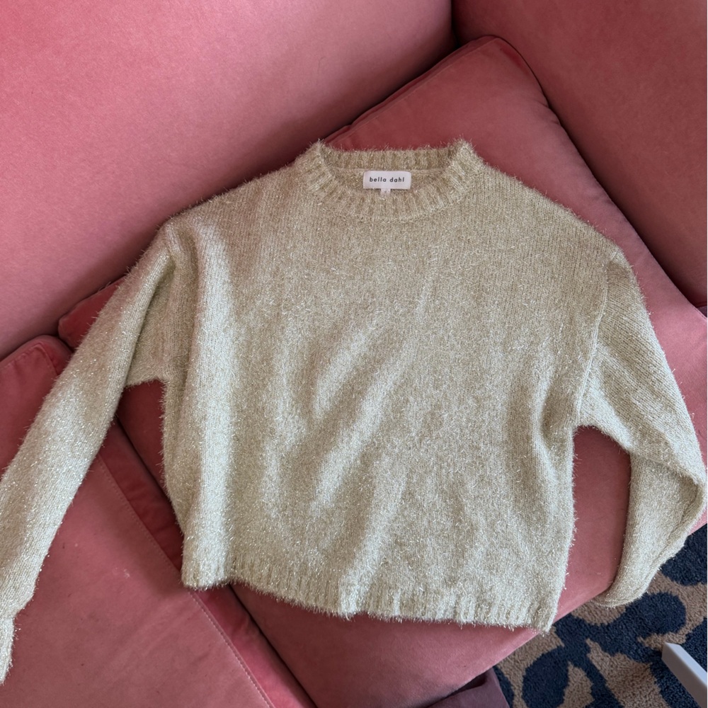 Bella Dahl nwot Women's Silver shimmer crew Neck Sweater